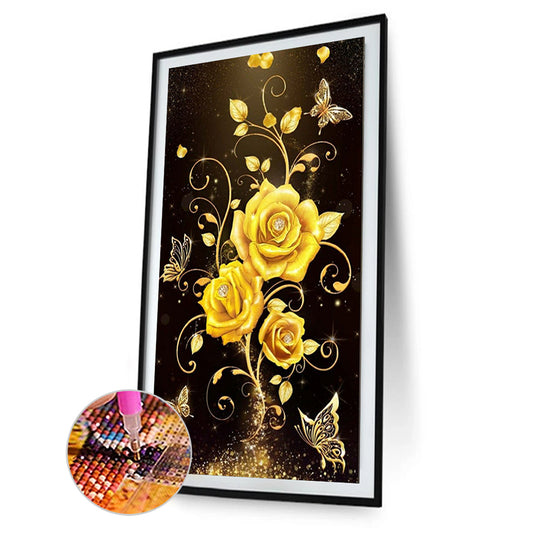 Golden Romantic Rose - Full Round Drill Diamond Painting 40*60CM