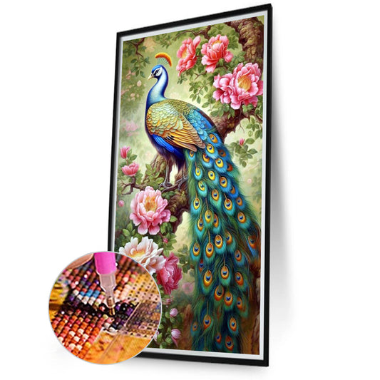 Peony Peacock - Full Round Drill Diamond Painting 45*75CM