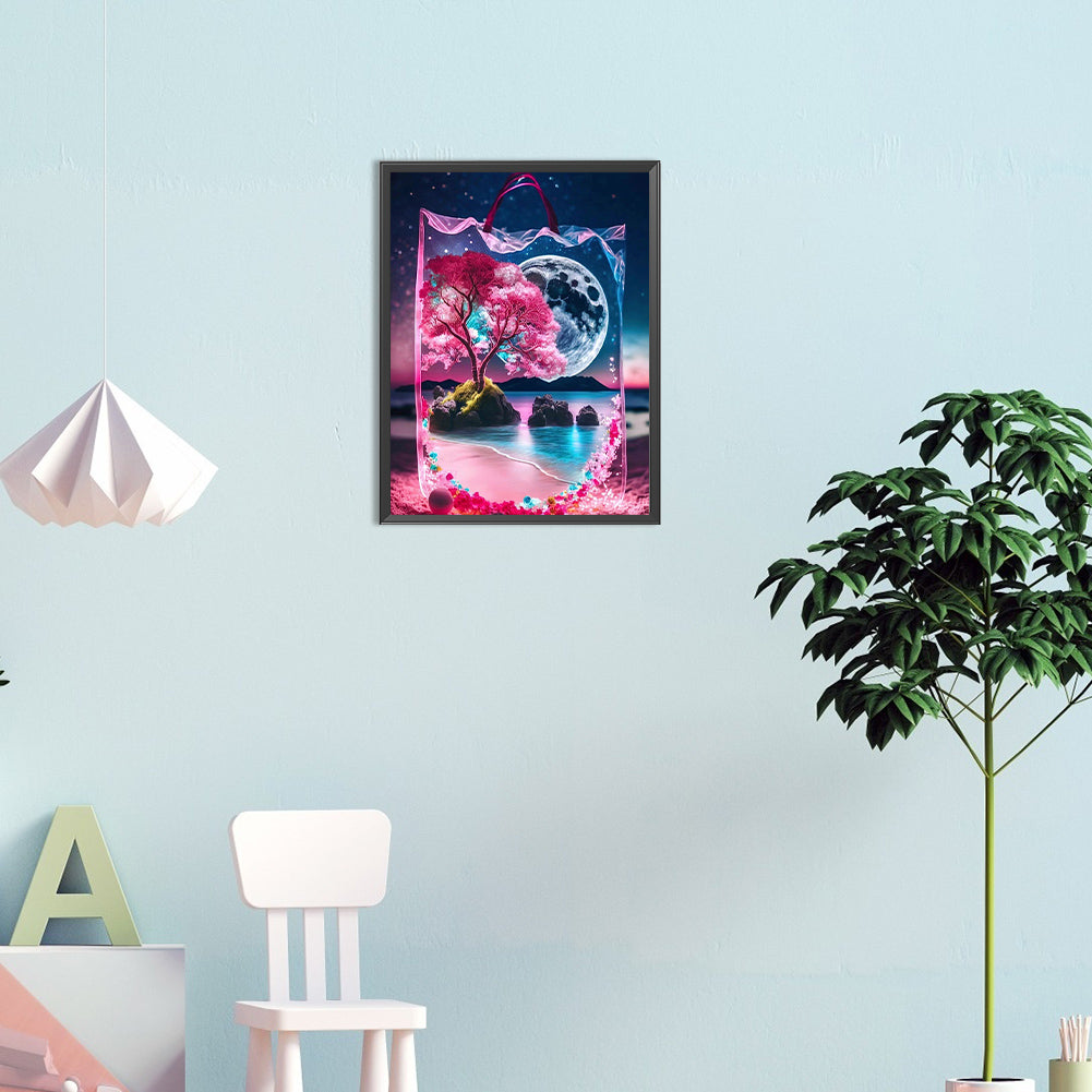 Peach Blossom Moon In The Bag - Full Round Drill Diamond Painting 30*40CM