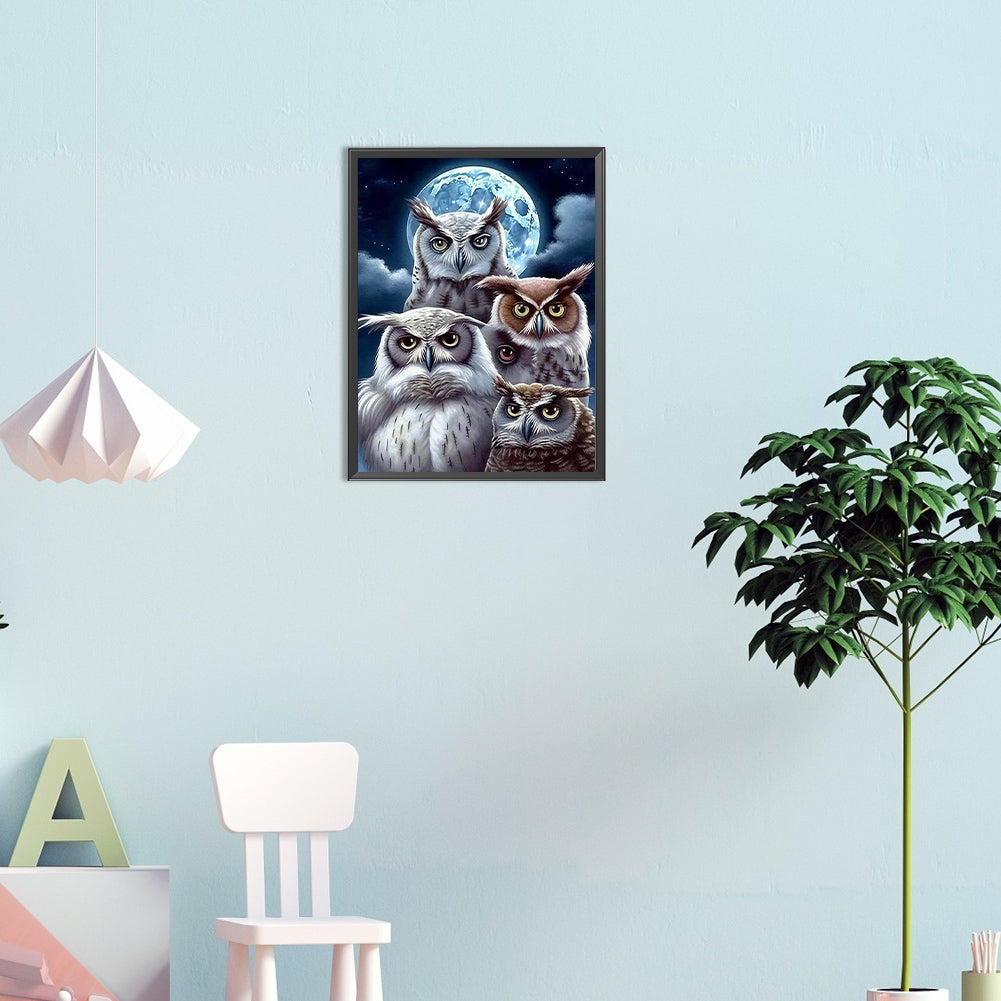 Owl - Full Round Drill Diamond Painting 30*40CM