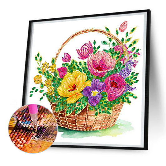 Flower Basket - Special Shaped Drill Diamond Painting 30*30CM