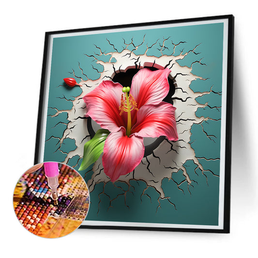 Flowers Bursting Through The Wall - Full Round Drill Diamond Painting 30*30CM
