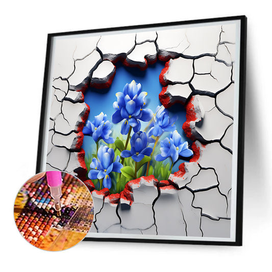 Flowers Bursting Through The Wall - Full Round Drill Diamond Painting 30*30CM