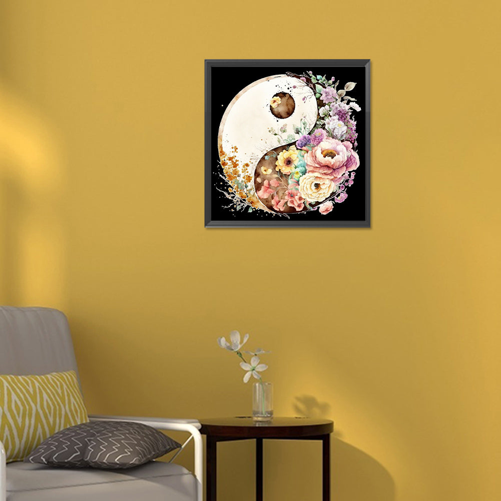 Tai Chi Flower Sketch - Full Round Drill Diamond Painting 30*30CM