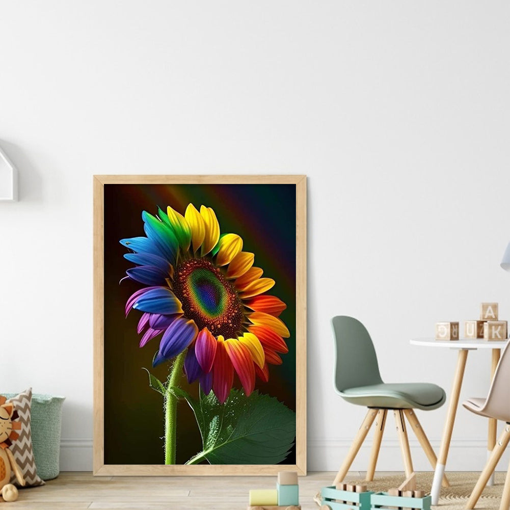Rainbow Sunflower - 14CT Stamped Cross Stitch 35*50CM