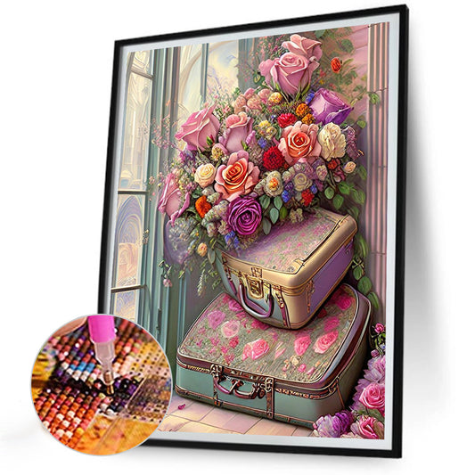 Flower And Suitcase - Full Round Drill Diamond Painting 30*40CM
