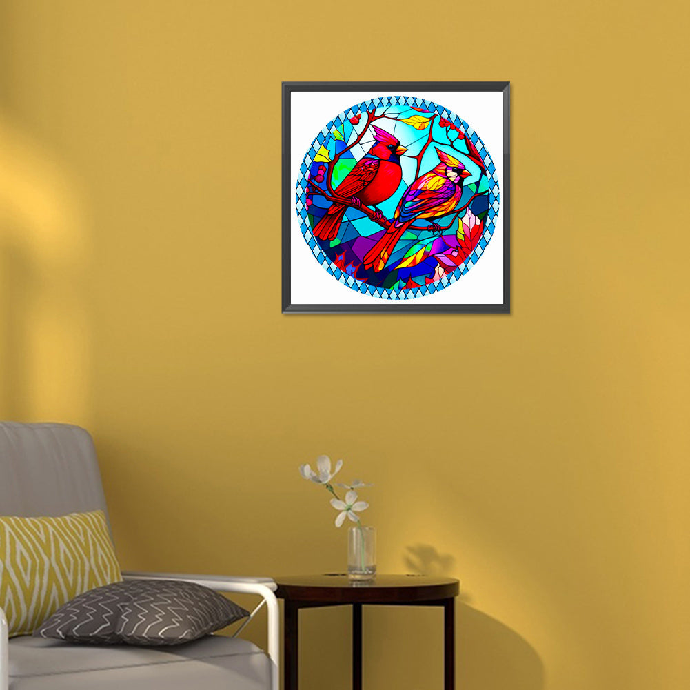 Glass Cardinal - Full Round Drill Diamond Painting 30*30CM