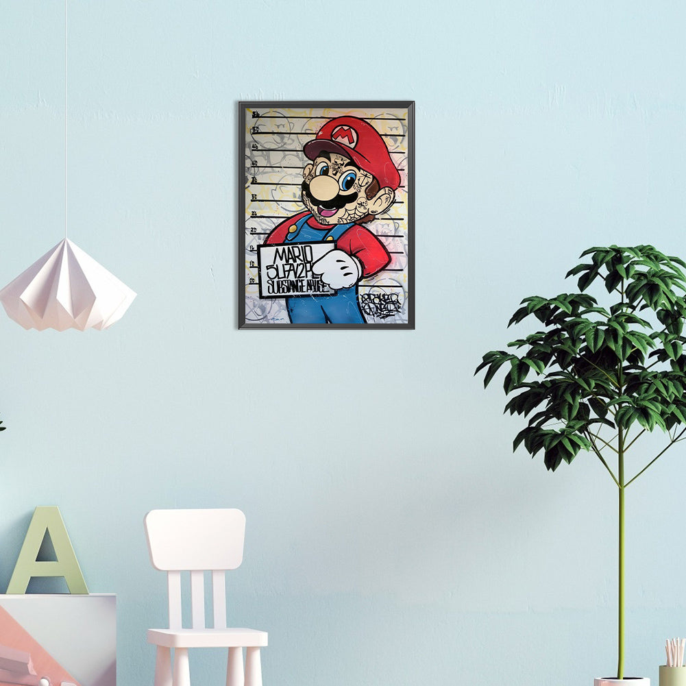 Mario Crime Photo - Full Round Drill Diamond Painting 30*40CM