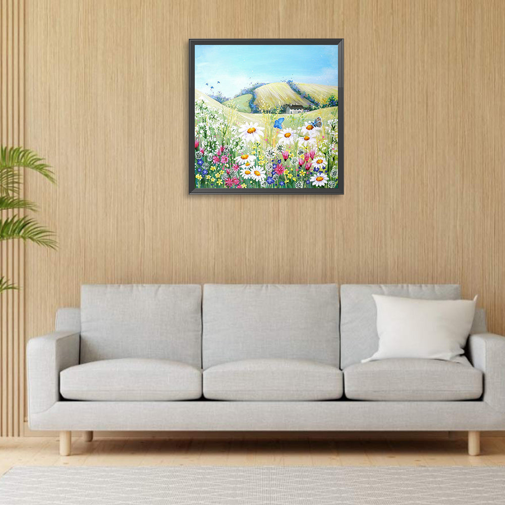 Hillside Wildflowers - Full Round Drill Diamond Painting 30*30CM