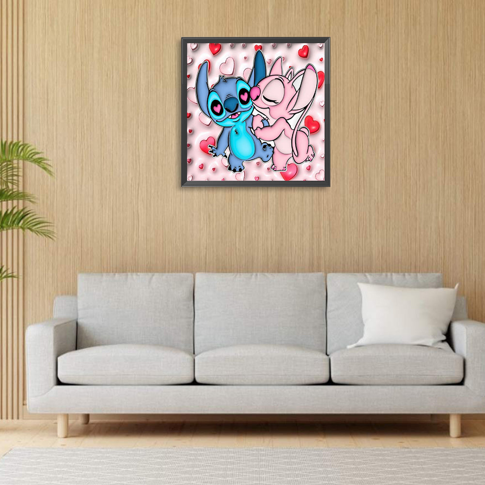 Stitch And Girlfriend - Full Round Drill Diamond Painting 30*30CM
