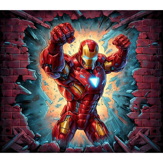Iron Man Breaking Through The Wall - Full Round Drill Diamond Painting 40*35CM