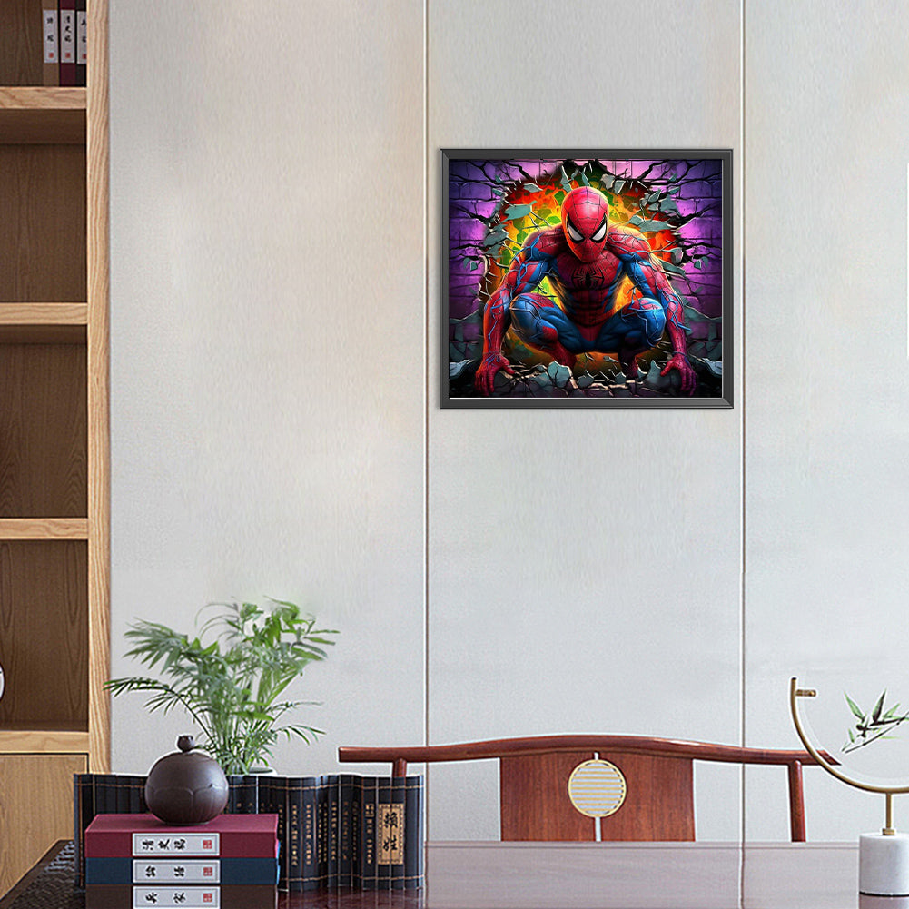 Spider Man Breaking Through The Wall - Full Round Drill Diamond Painting 40*35CM