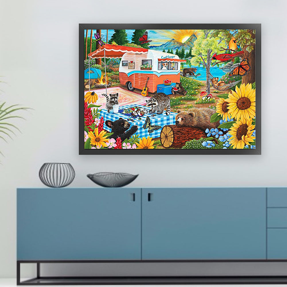 Camping Food Truck - 11CT Stamped Cross Stitch 60*45CM