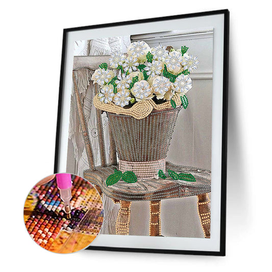 Bouquet On Chair - Special Shaped Drill Diamond Painting 30*40CM