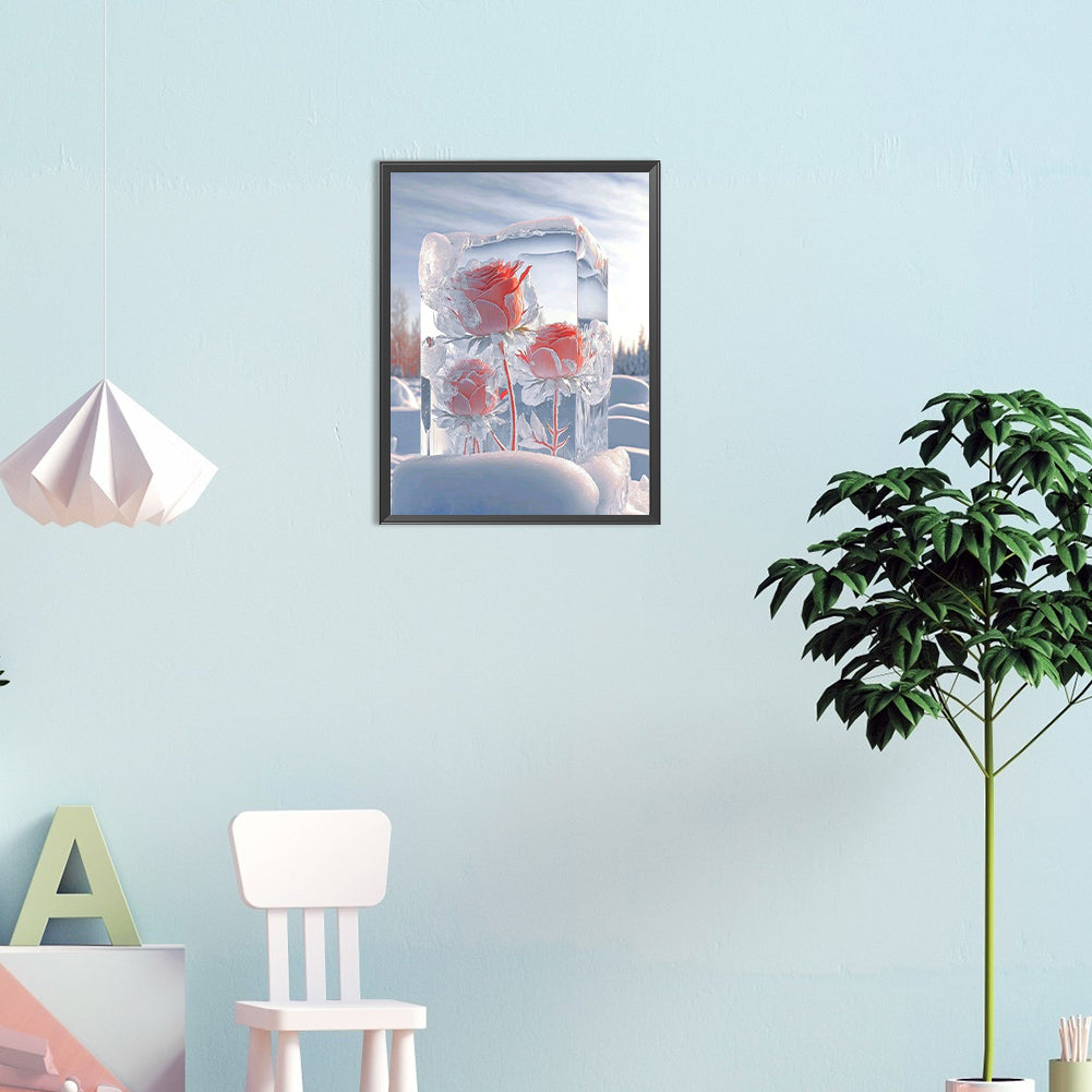 Ice Cube Rose - Full Round Drill Diamond Painting 30*40CM