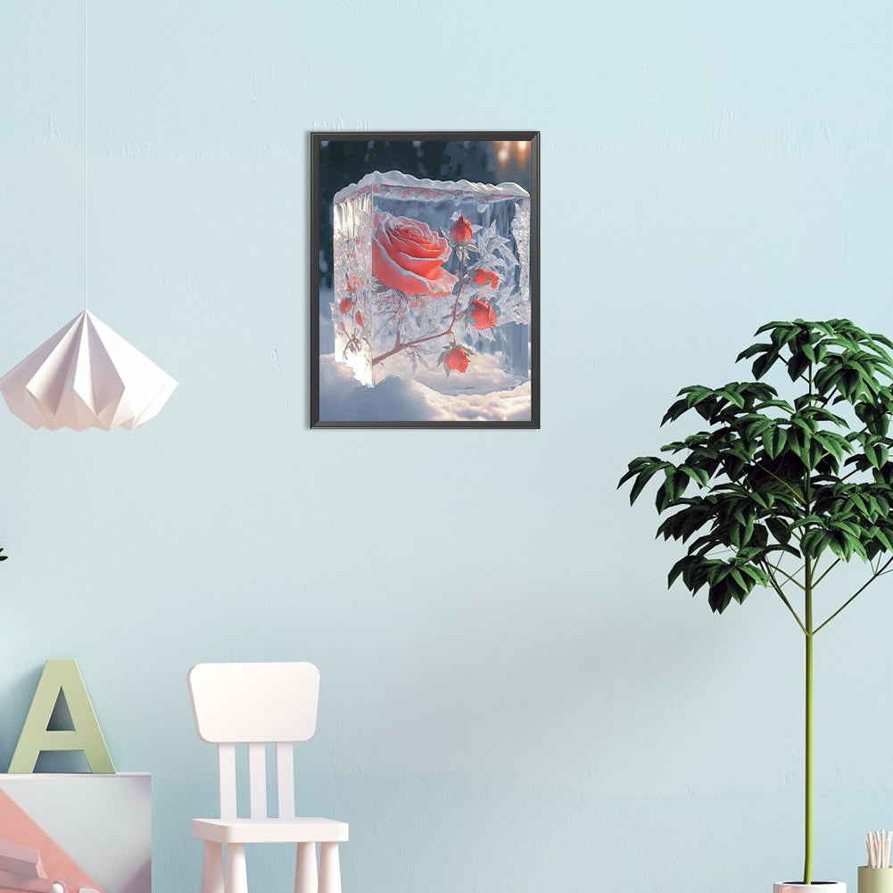 Ice Cube Rose - Full Round Drill Diamond Painting 30*40CM