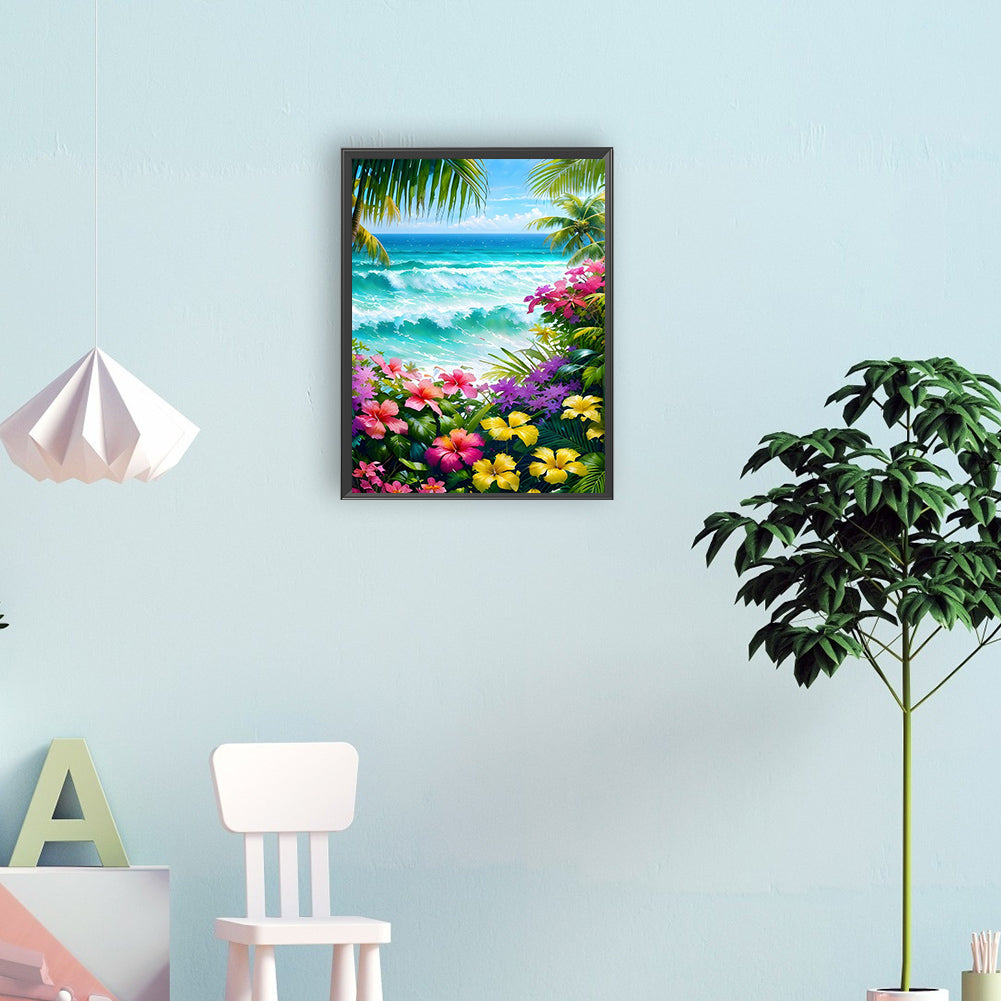 Flowers On The Coast - Full Round Drill Diamond Painting 30*40CM