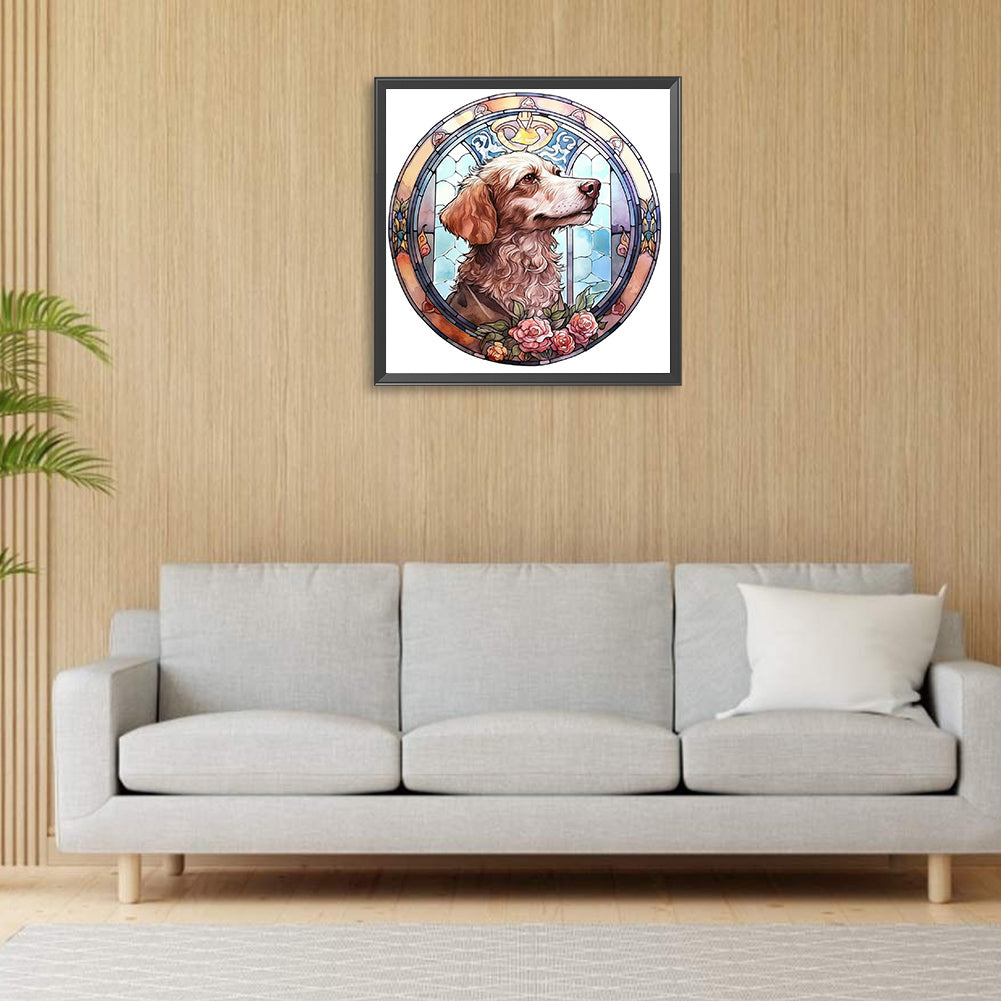 Dog Under Window Sill - Full Round Drill Diamond Painting 30*30CM