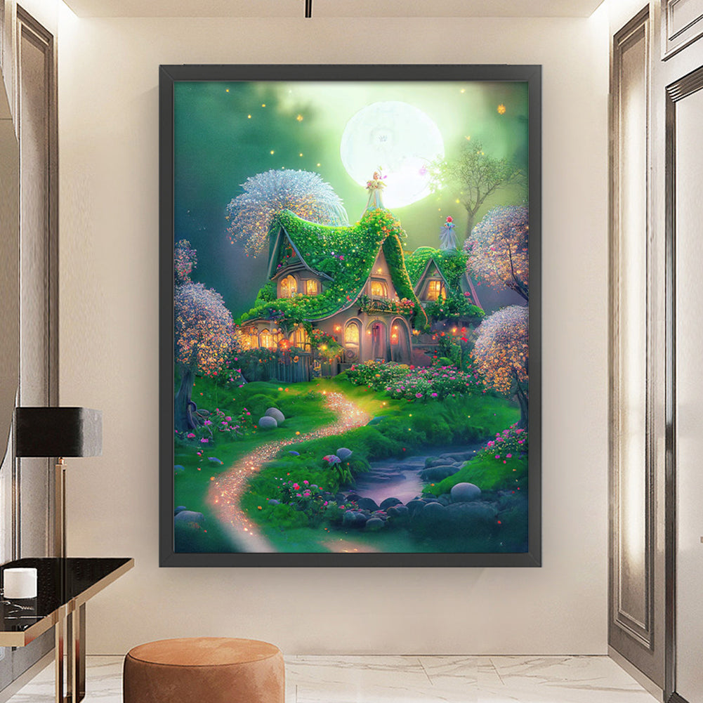 Flower Tree Cottage - 11CT Stamped Cross Stitch 50*65CM