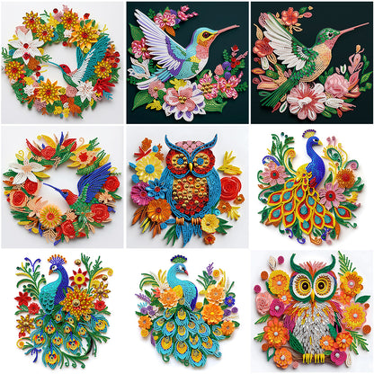 Aniaml Hummingbird Owl Peacock 30*30CM(Canvas) Special Shaped Drill Diamond Painting