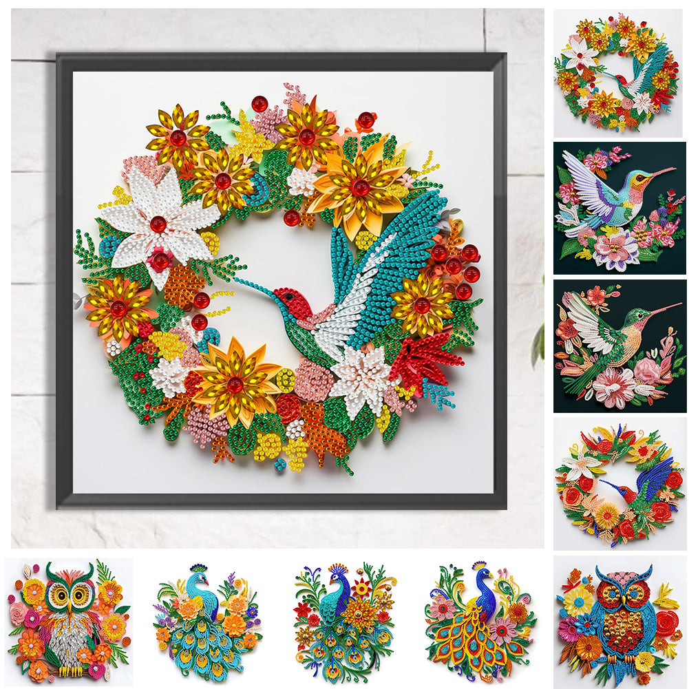 Aniaml Hummingbird Owl Peacock 30*30CM(Canvas) Special Shaped Drill Diamond Painting