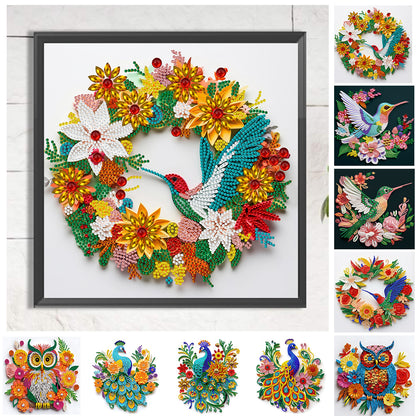 Aniaml Hummingbird Owl Peacock 30*30CM(Canvas) Special Shaped Drill Diamond Painting