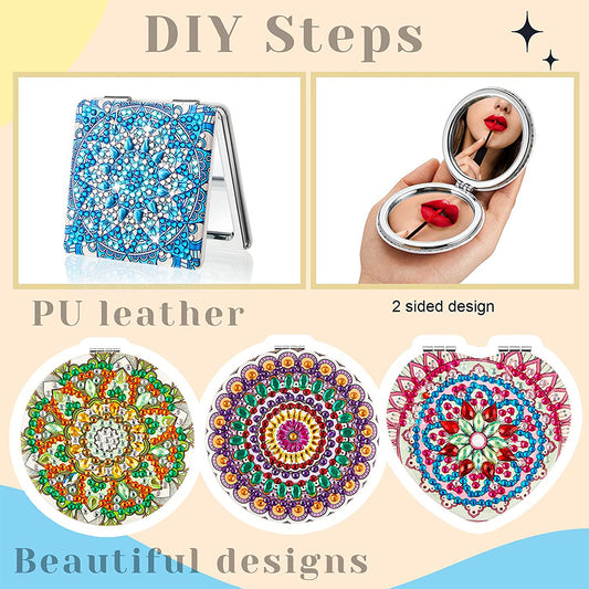 DIY Diamond Art Mosaic Makeup Mirror Art Craft Set Mandala Pattern Pocket Mirror