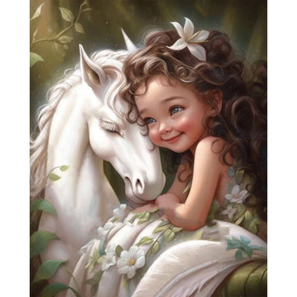 Little Girl And Horse - Full Square Drill Diamond Painting 40*50CM