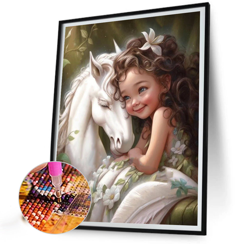 Little Girl And Horse - Full Square Drill Diamond Painting 40*50CM