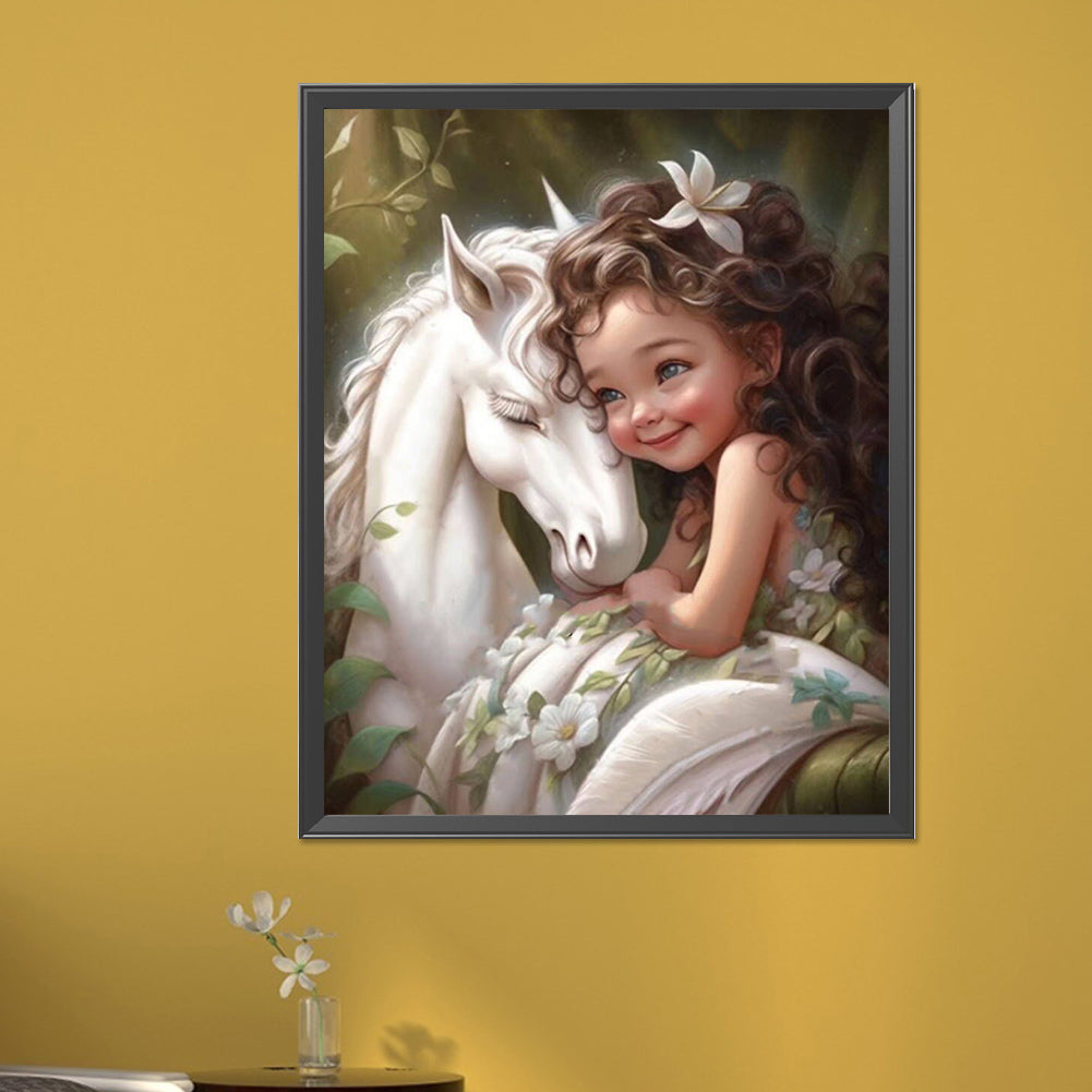 Little Girl And Horse - Full Square Drill Diamond Painting 40*50CM