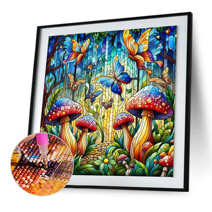 Glass Wind Mushroom - Full Round Drill Diamond Painting 30*30CM
