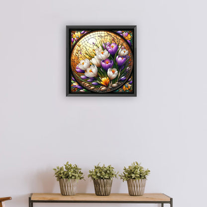 Glass Wind Magnolia - Full Round Drill Diamond Painting 30*30CM