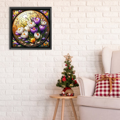 Glass Wind Magnolia - Full Round Drill Diamond Painting 30*30CM