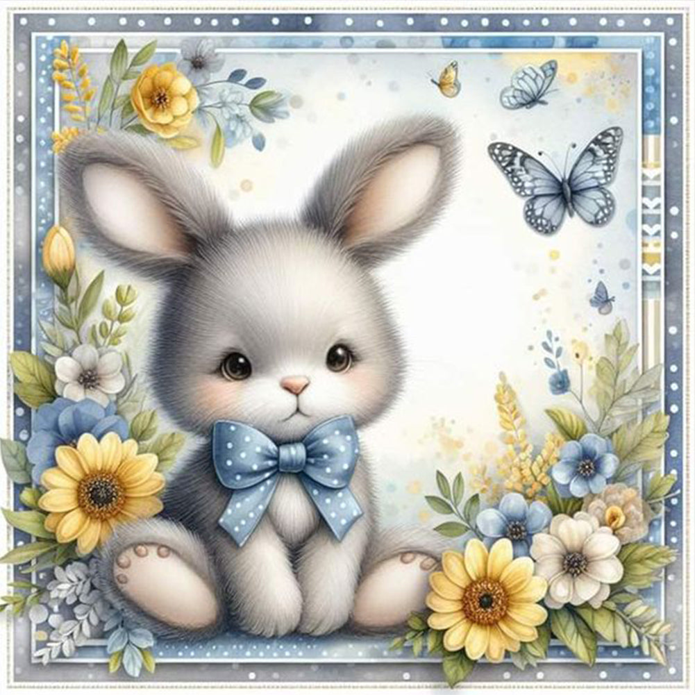 Gray Rabbit - Full Round Drill Diamond Painting 30*30CM