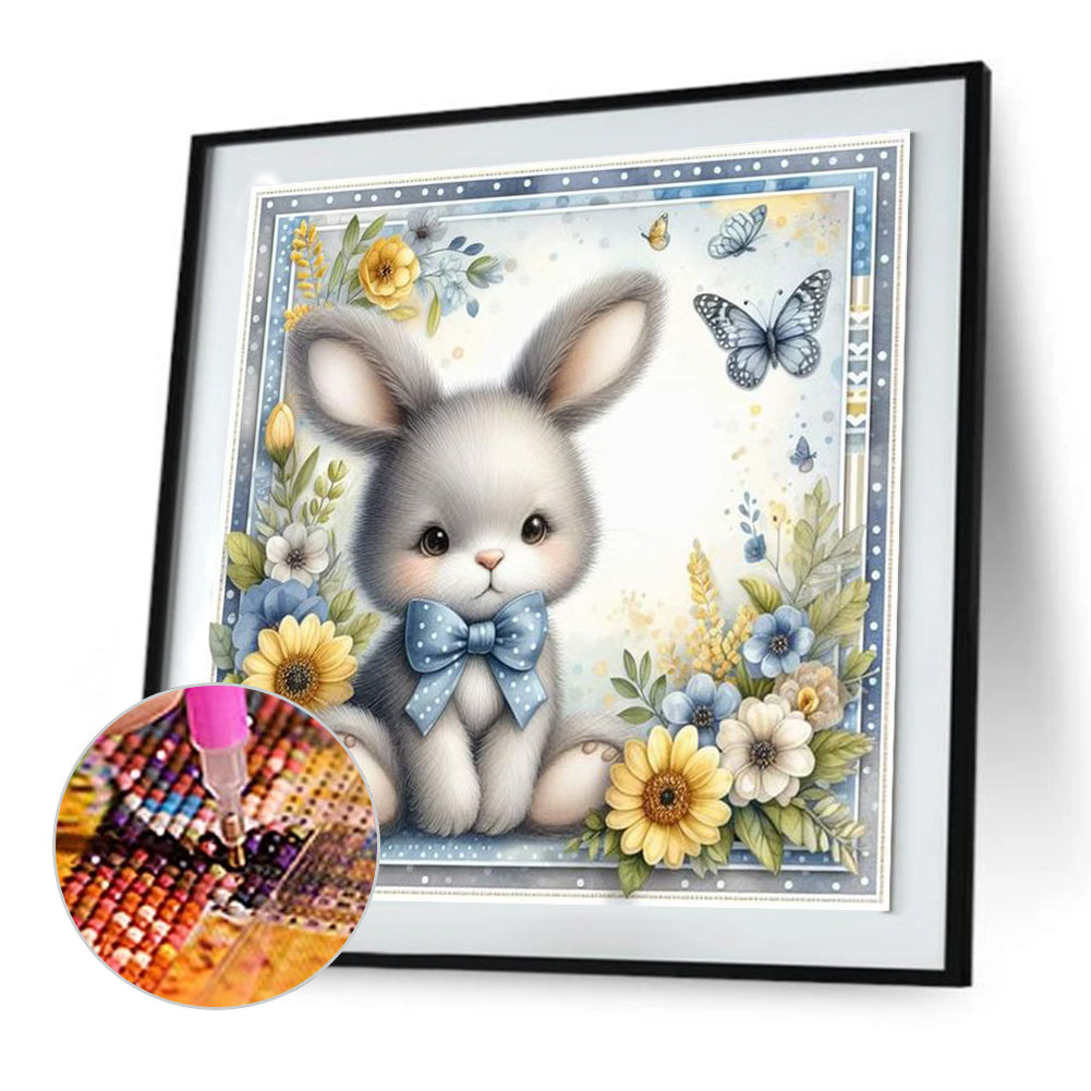 Gray Rabbit - Full Round Drill Diamond Painting 30*30CM