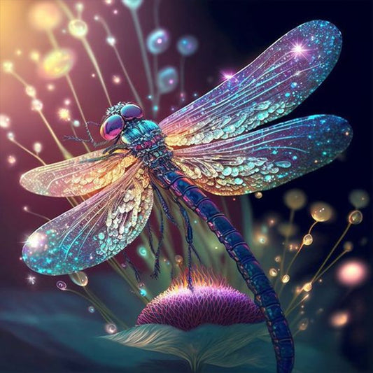 Glowing Dragonfly - Full Round Drill Diamond Painting 30*30CM
