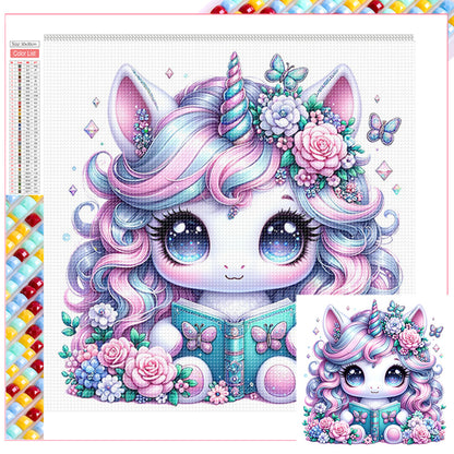 Reading Unicorn - Full Square Drill Diamond Painting 30*30CM