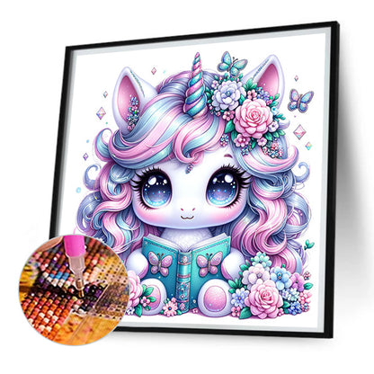 Reading Unicorn - Full Square Drill Diamond Painting 30*30CM