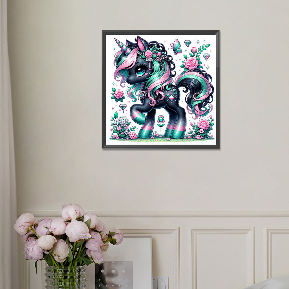 Black And White Unicorn - Full Square Drill Diamond Painting 30*30CM