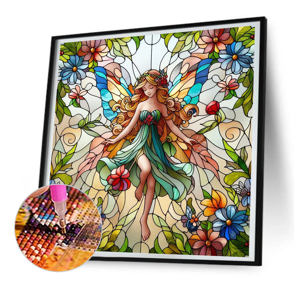 Glass Painting Fairy - Full Round Drill Diamond Painting 30*30CM