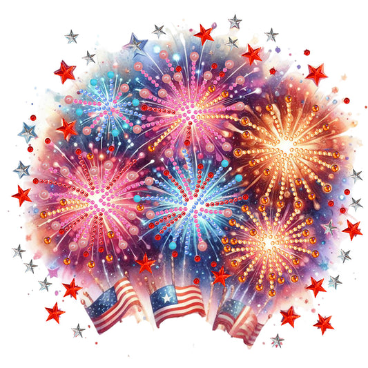 American Flag Fireworks - Special Shaped Drill Diamond Painting 30*30CM