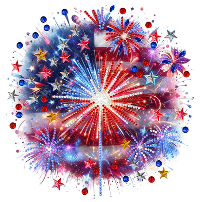 American Flag Fireworks - Special Shaped Drill Diamond Painting 30*30CM