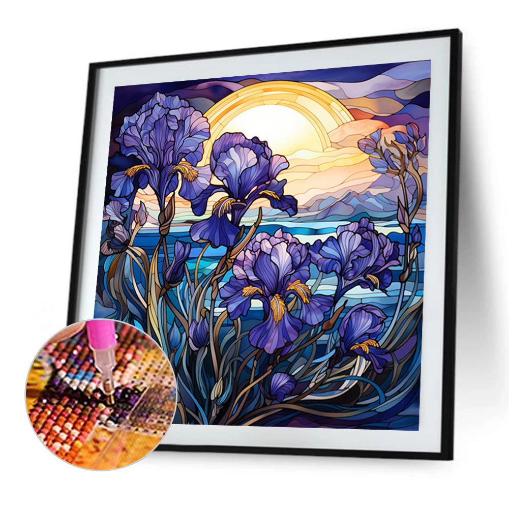 Glass Painting Flowers - Full Square Drill Diamond Painting 40*40CM