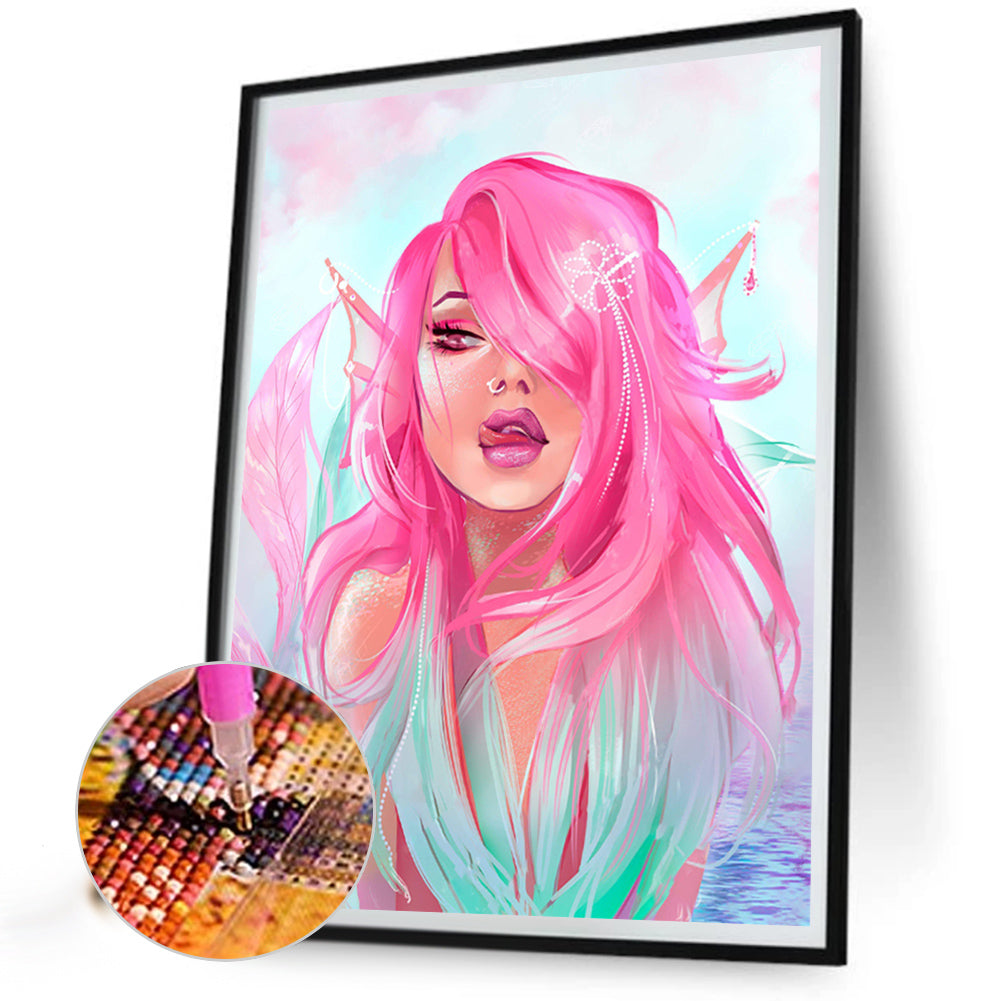 Painted Pink Mermaid - Full Square Drill Diamond Painting 40*50CM