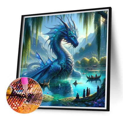 Blue Dragon - Full Round Drill Diamond Painting 40*40CM