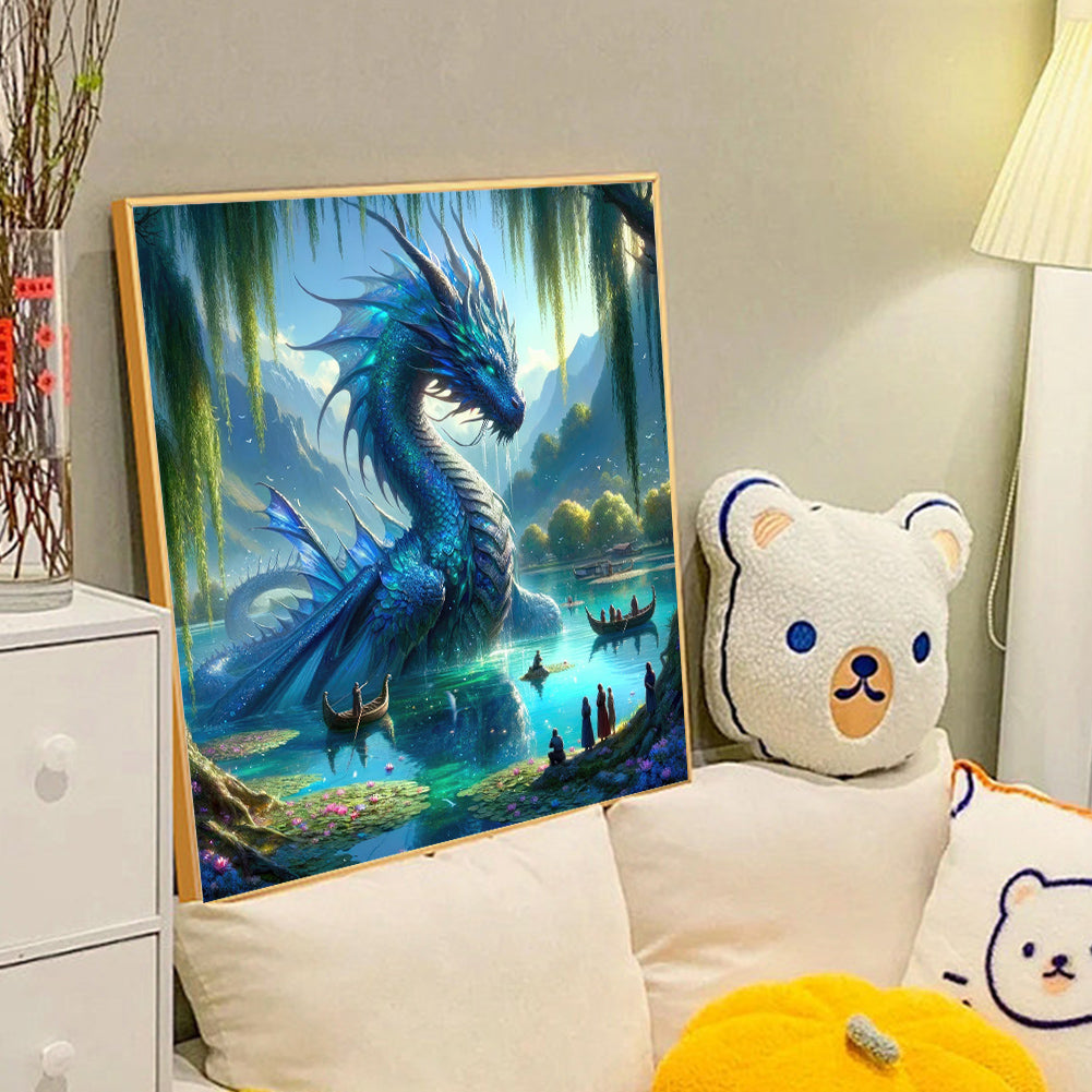 Blue Dragon - Full Round Drill Diamond Painting 40*40CM