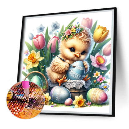 Chicken Drawing Easter Eggs - Full Round Drill Diamond Painting 30*30CM
