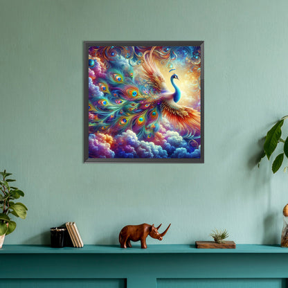 Colorful Flying Peacock - Full Round Drill Diamond Painting 30*30CM