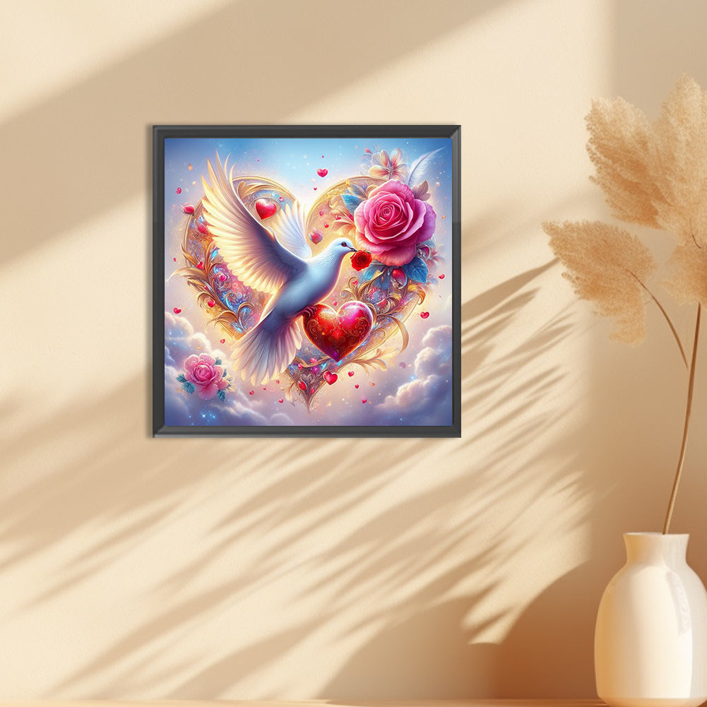 White Dove And Dreamy Rose - Full Round Drill Diamond Painting 30*30CM