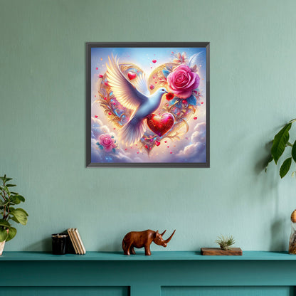 White Dove And Dreamy Rose - Full Round Drill Diamond Painting 30*30CM